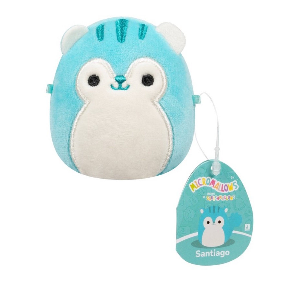 SANTIAGO Squishmallows Blue Squirrel Micromallows 2.5" NWT Plush- S1